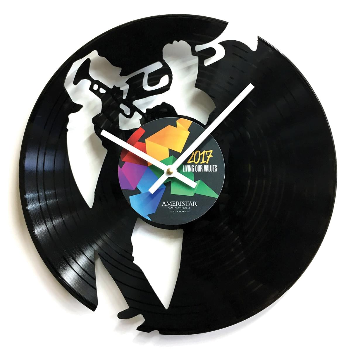 Recycled Vinyl Record Custom Cut LP Wall Clock - 1 Layer