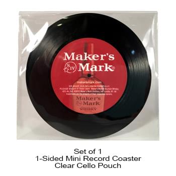 1-Sided Mini Record Coasters - Set of 1 - Clear Cello Pouch (No Imprint)