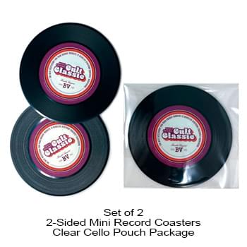 2-Sided Mini Record Coasters - Set of 2 - Clear Cello Pouch (No Imprint)