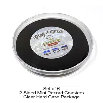 2-Sided Mini Record Coasters - Set of 6 - Clear Hard Case