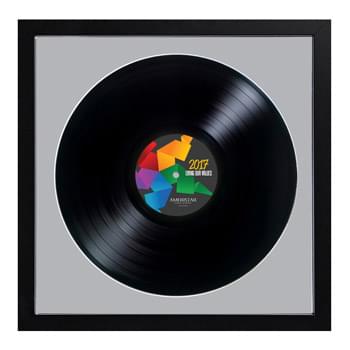 Personalized Black Framed LP Records on Grey Matboard