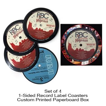 1-Sided Record Label Coasters - Sets of 4 - Custom Paperboard Box