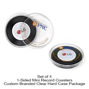 1-Sided Mini Record Coasters - Sets of 4 - Custom Hard Cases