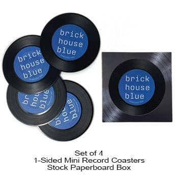 1-Sided Mini Record Coasters - Set of 4 - Stock Paperboard Box (No Imprint)