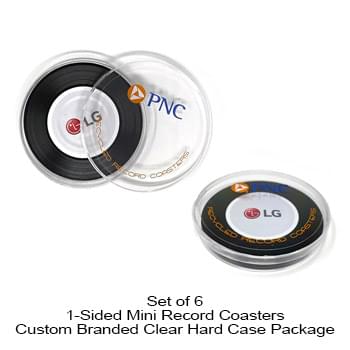 1-Sided Mini Record Coasters - Sets of 6 - Custom Hard Cases