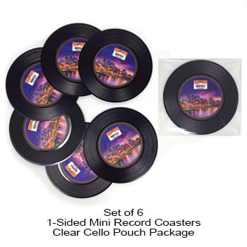 1-Sided Mini Record Coasters - Set of 6 - Clear Cello Pouch (No Imprint)