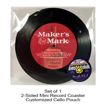 2-Sided Mini Record Coasters - Set of 1 - Custom Cello Pouch (Label on Front)