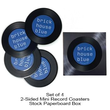 2-Sided Mini Record Coasters - Set of 4 - Stock Paperboard Box (No Imprint)