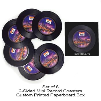 2-Sided Mini Record Coasters - Sets of 6 - Custom Paperboard Box