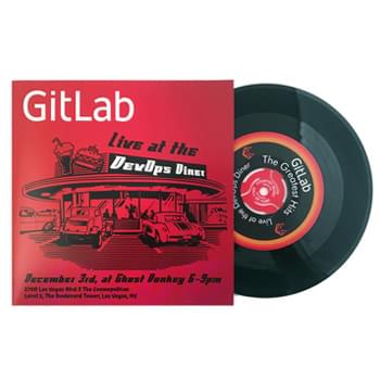 Recycled Vinyl Record Invitations - 45rpm Record & Full Color Sleeve W/ Custom Printed 45RPM Adapter