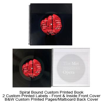 Recycled Vinyl Record Spiral Bound Book - Custom Printed Pages, 2 Custom Record Labels