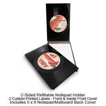 Refillable Recycled Vinyl Record Notepad Holder - 2-Sided Custom
