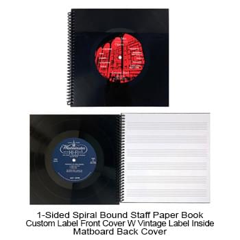 Recycled Vinyl Record Spiral Bound Staff Paper Book - 1 imprint