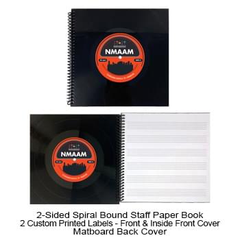 Recycled Vinyl Record Spiral Bound Staff Paper Book - 2 Sided Custom Cover