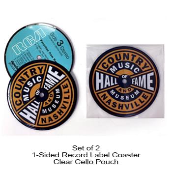 1-Sided Record Label Coasters - Set of 2 - Clear Cello Pouch (No Imprint)