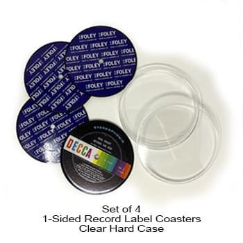 1-Sided Record Label Coasters - Sets of 4 - Clear Hard Cases