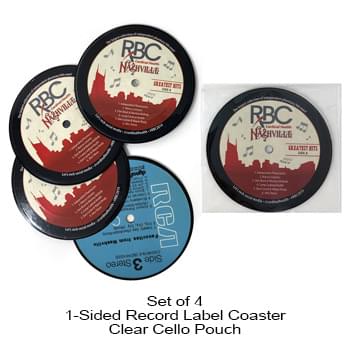 1-Sided Record Label Coasters - Set of 4 - Clear Cello Pouch (No Imprint)