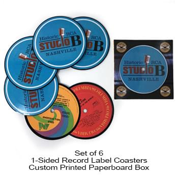 1-Sided Record Label Coasters - Sets of 6 - Custom Imprint Paperboard Box