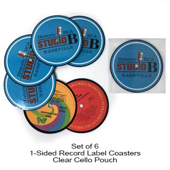 1-Sided Record Label Coasters - Set of 6 - Clear Cello Pouch (No Imprint)