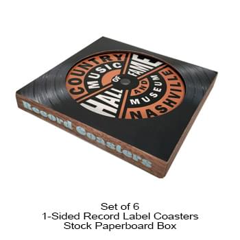 1-Sided Record Label Coasters - Set of 6 - Stock Paperboard Box (No Imprint)