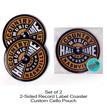 2-Sided Record Label Coasters - Set of 2 - Custom Cello Pouch (Label on Front)