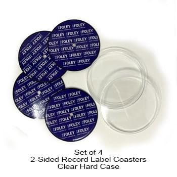 2-Sided Record Label Coasters - Sets of 4 - Clear Hard Cases