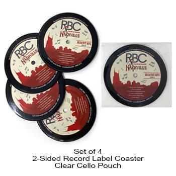 2-Sided Record Label Coasters - Set of 4 - Clear Cello Pouch (No Imprint)