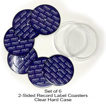 2-Sided Record Label Coasters - Sets of 6 - Clear Hard Cases